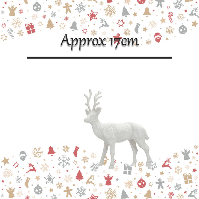 Christmas Decoration Glitter Reindeer X 1 17cm White