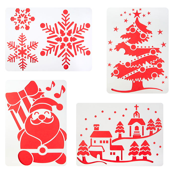 Christmas Stencils Xmas Crafts 2 Varied Designs X 1 36cm x 23.1cm x 0.1cm Red