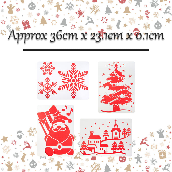 Christmas Stencils Xmas Crafts 2 Varied Designs X 1 36cm x 23.1cm x 0.1cm Red