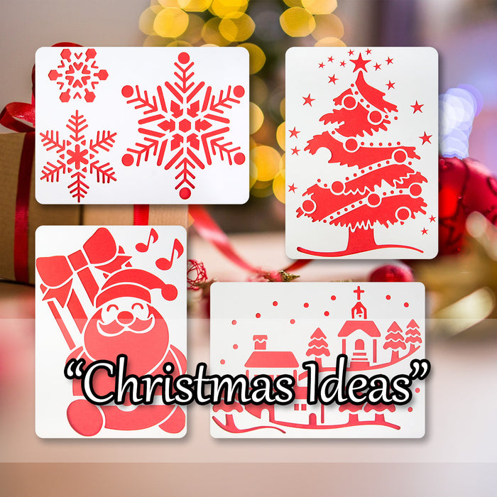 Christmas Stencils Xmas Crafts 2 Varied Designs X 1 36cm x 23.1cm x 0.1cm Red