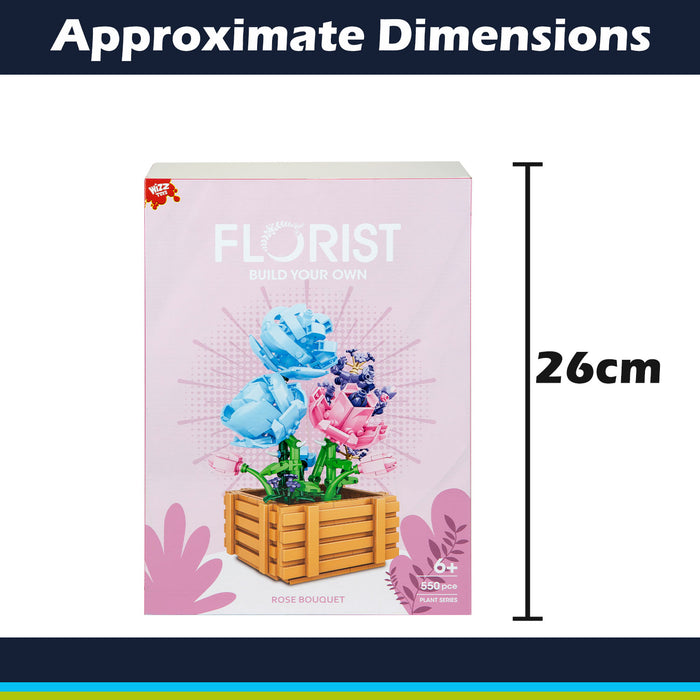 Rose Building Block Flower Bouquet Set 26cm x 20cm Multicolour X 1
