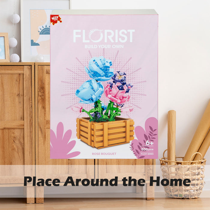 Rose Building Block Flower Bouquet Set 26cm x 20cm Multicolour X 1