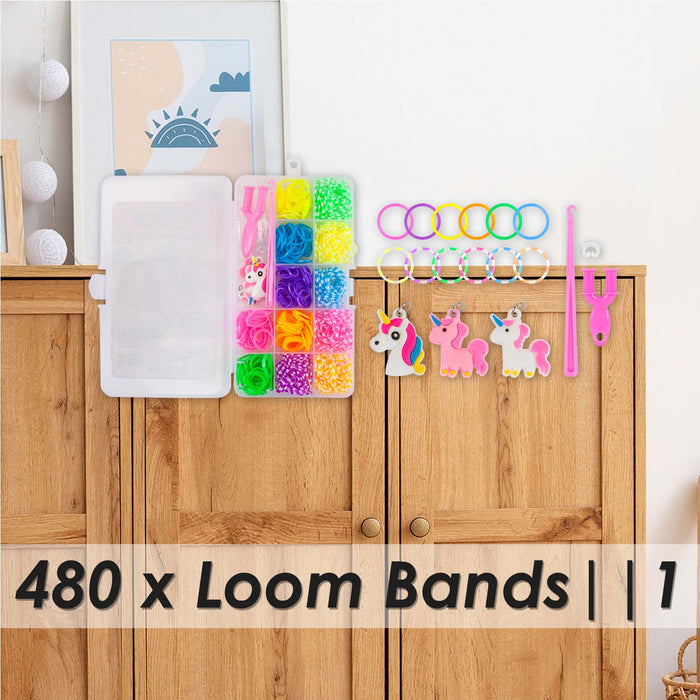 Loom Bands 480 Piece Set In 20cm Clear Box Multi - 17cm x 10cm