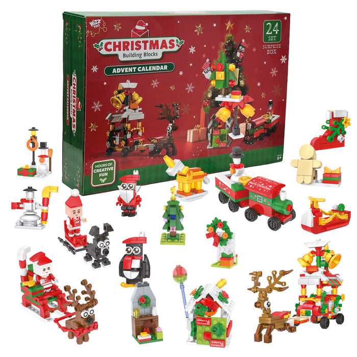 Christmas Building Block Advent Calendar - 24 Designs - 5cm - Festive