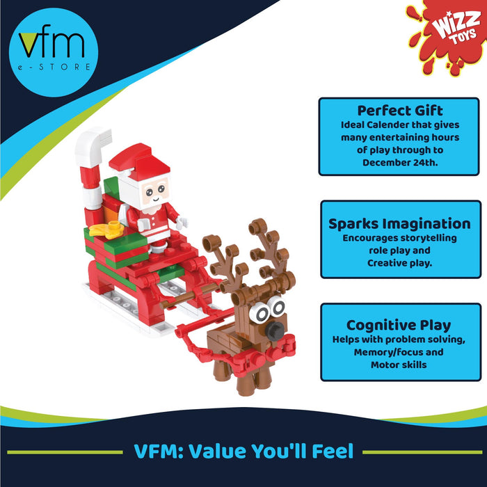 Christmas Building Block Advent Calendar - 24 Designs - 5cm - Festive