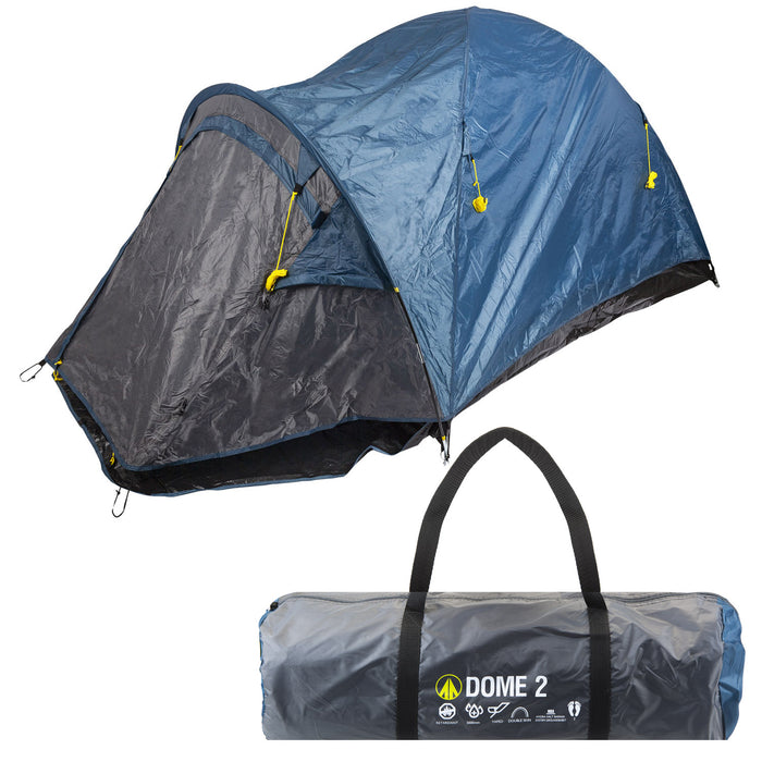 Dome Tent 2 Person Double Skin Taped seams, Built in groundsheet  Indigo Blue