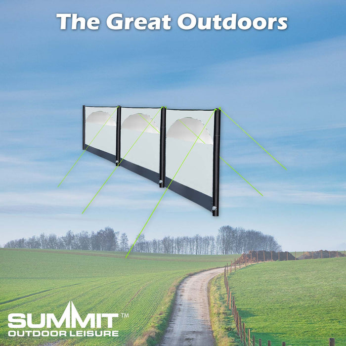 Inflatable Windscreen 3 Panel - Carry Bag Easy Inflate 140cm x 600cm Grey X 1