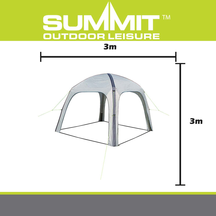 Inflatable Shelter Durable- Carry Bag Fast Easy Inflate 3m x 3m Grey