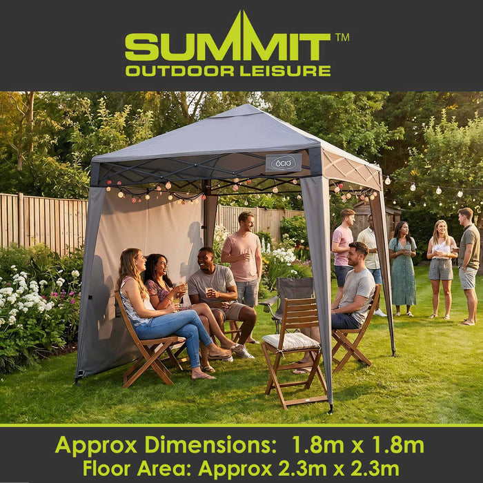 Pop Up Gazebo | 1.8m x 1.8m | Compact | 1 Person Setup | Grey