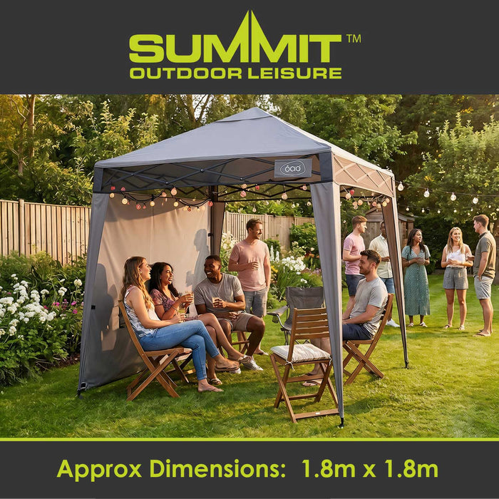 Pop Up Gazebo | 1.8m x 1.8m | Compact | 1 Person Setup | Grey
