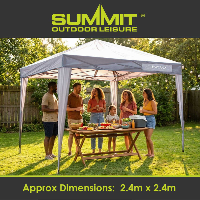 Pop Up Gazebo | 2.4m x 2.4m | Compact | 1 Person Setup | Grey