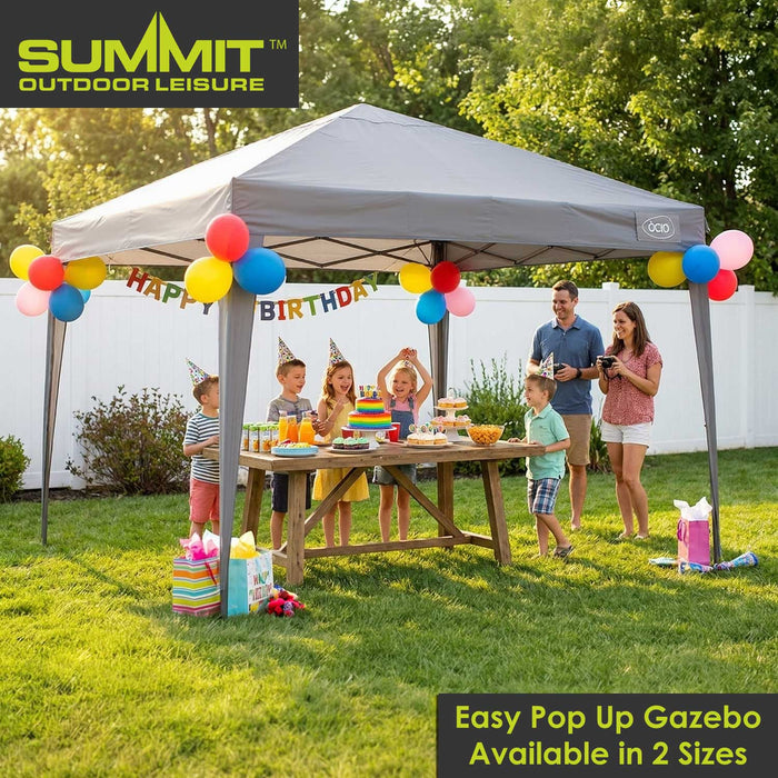 Pop Up Gazebo | 2.4m x 2.4m | Compact | 1 Person Setup | Grey