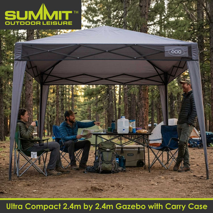 Pop Up Gazebo | 2.4m x 2.4m | Compact | 1 Person Setup | Grey
