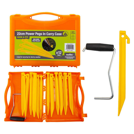 Tent Pegs Plastic Peg & Extractor With Case Orange Pack of