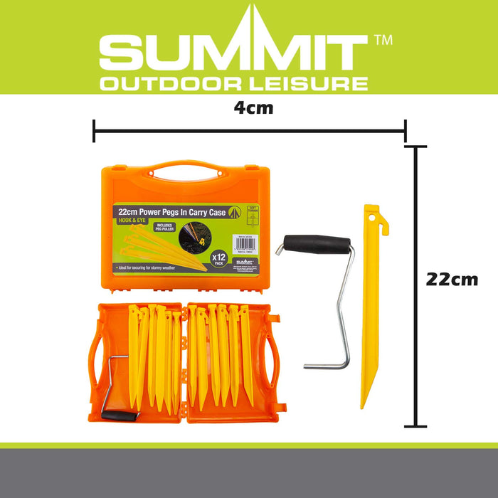 Tent Pegs Plastic Peg & Extractor With Case Orange Pack of
