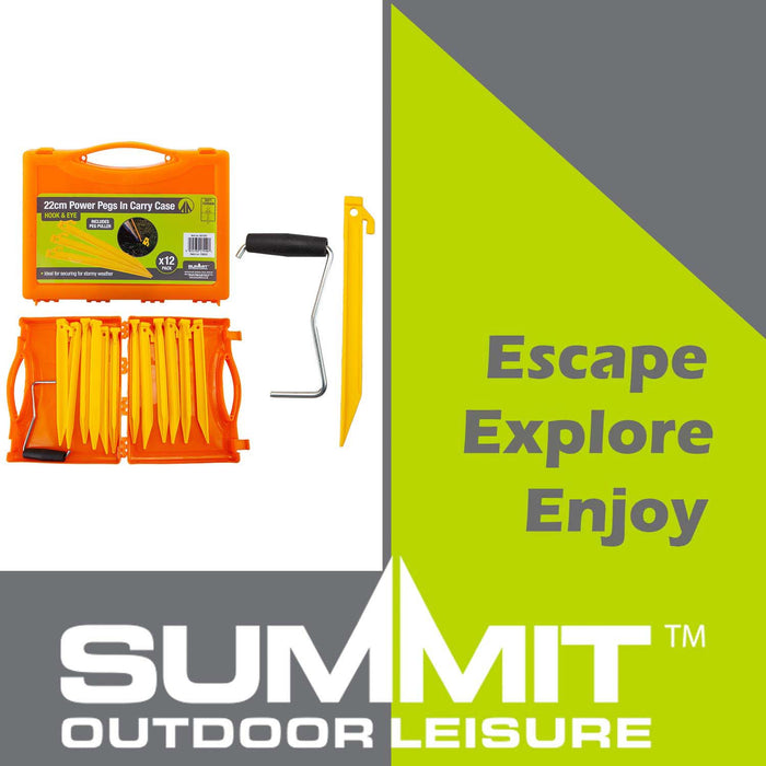 Tent Pegs Plastic Peg & Extractor With Case Orange Pack of