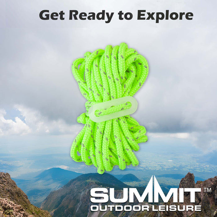 Guy Ropes High Visibility With Tensioners 4 x 3. 8 x 0. 5cm Green X 1 Pack of 4