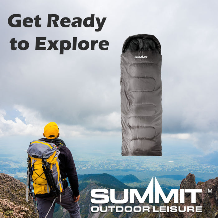 Cowl Sleeping Bag - Single Stylish, Warm, Easy To Pack Camp Bag Grey Cowl