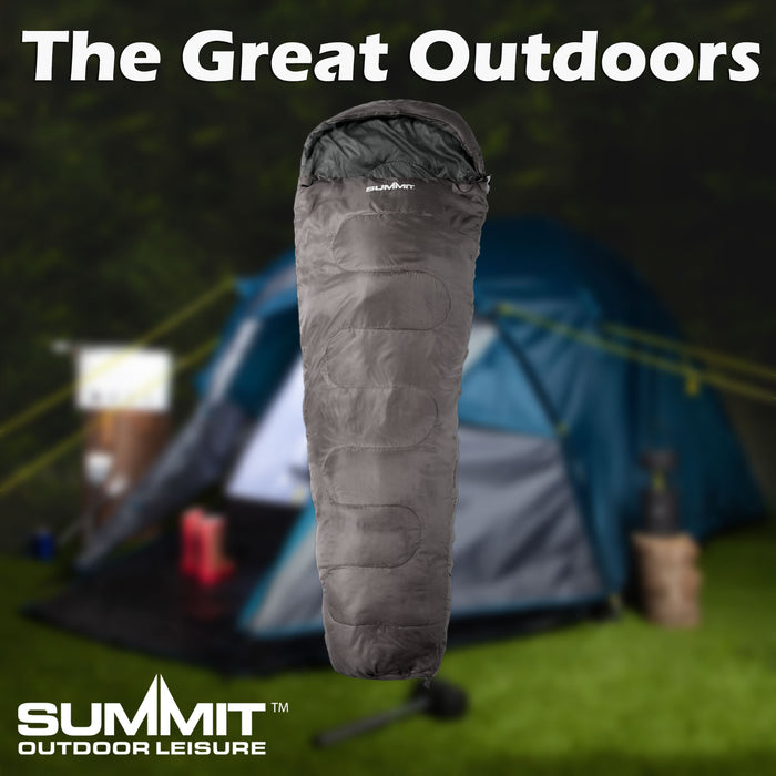 Mummy Sleeping Bag - Single Stylish, Warm, Easy To Pack Camp Bag  Grey Mummy