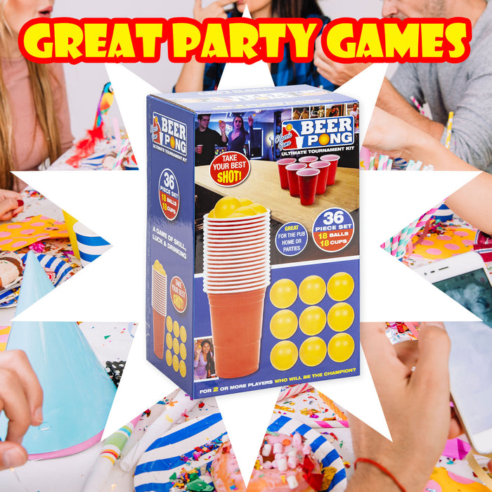 Beer Pong Game Set Drinking Game, New Years Eve Games 36 Piece Multi-Coloured