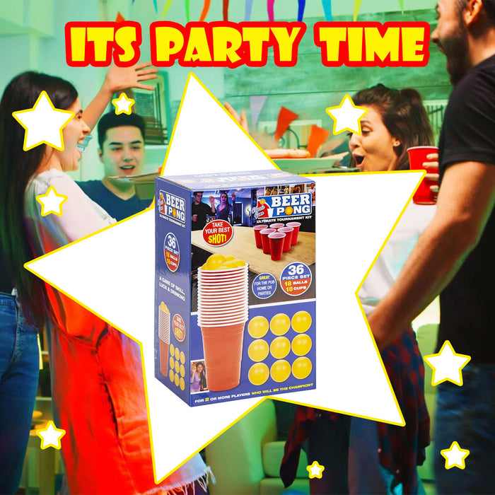 Beer Pong Game Set Drinking Game, New Years Eve Games 36 Piece Multi-Coloured