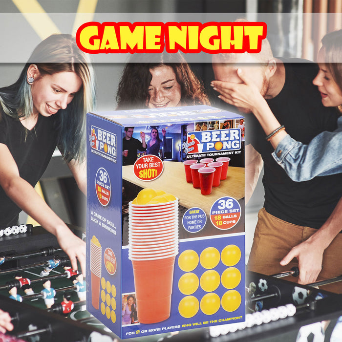 Beer Pong Game Set Drinking Game, New Years Eve Games 36 Piece Multi-Coloured