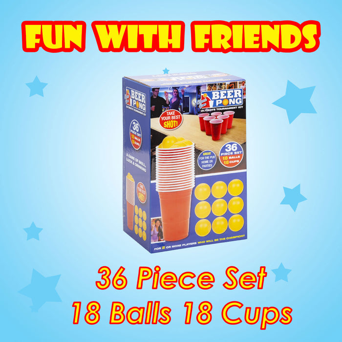 Beer Pong Game Set Drinking Game, New Years Eve Games 36 Piece Multi-Coloured