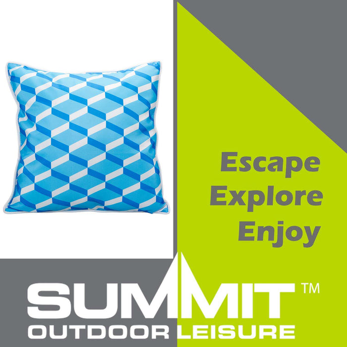 Blue Scatter Cushion Geo Design Piping Edge Soft Plump