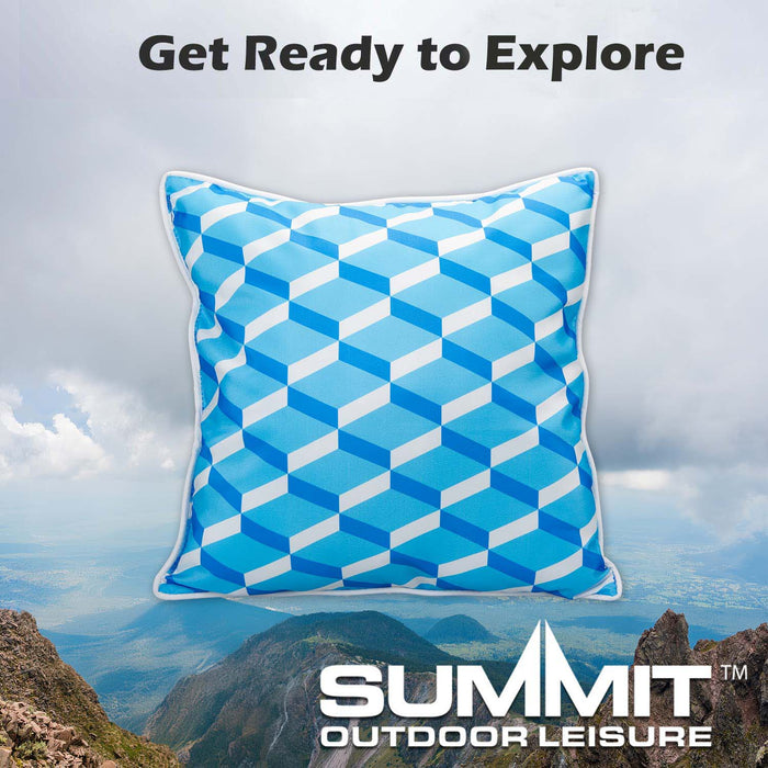 Blue Scatter Cushion Geo Design Piping Edge Soft Plump 45cm x 45cm Blue X 1