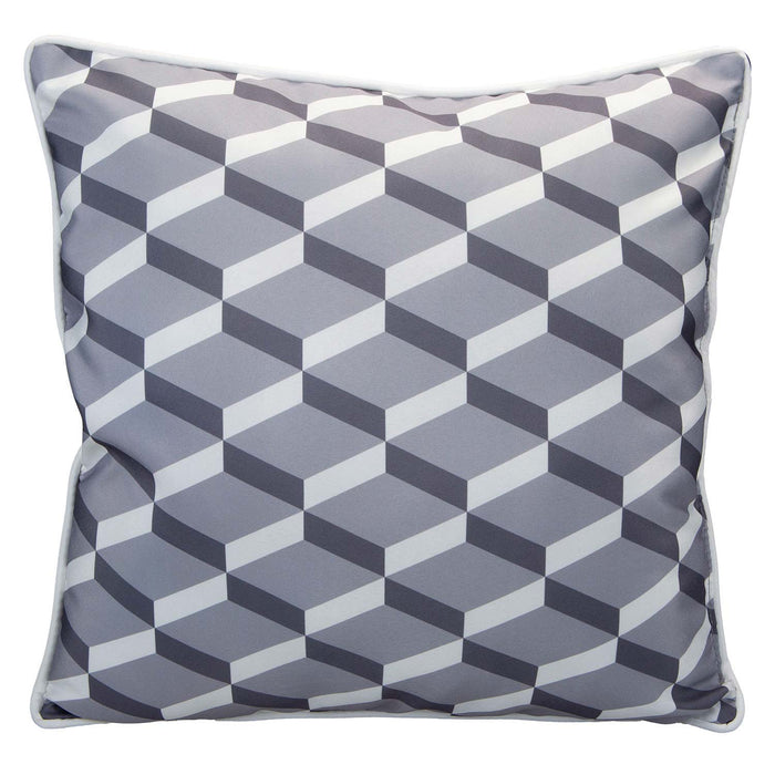 Grey Scatter Cushion Geo Design Piping Edge Soft Plump