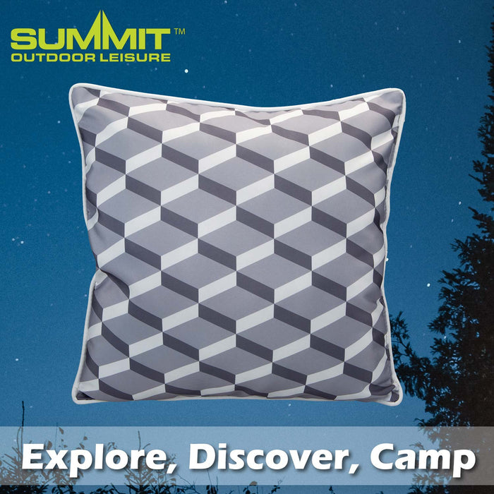 Grey Scatter Cushion Geo Design Piping Edge Soft Plump
