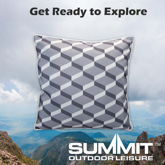 Grey Scatter Cushion Geo Design Piping Edge Soft Plump 45cm x 45cm Grey X 1