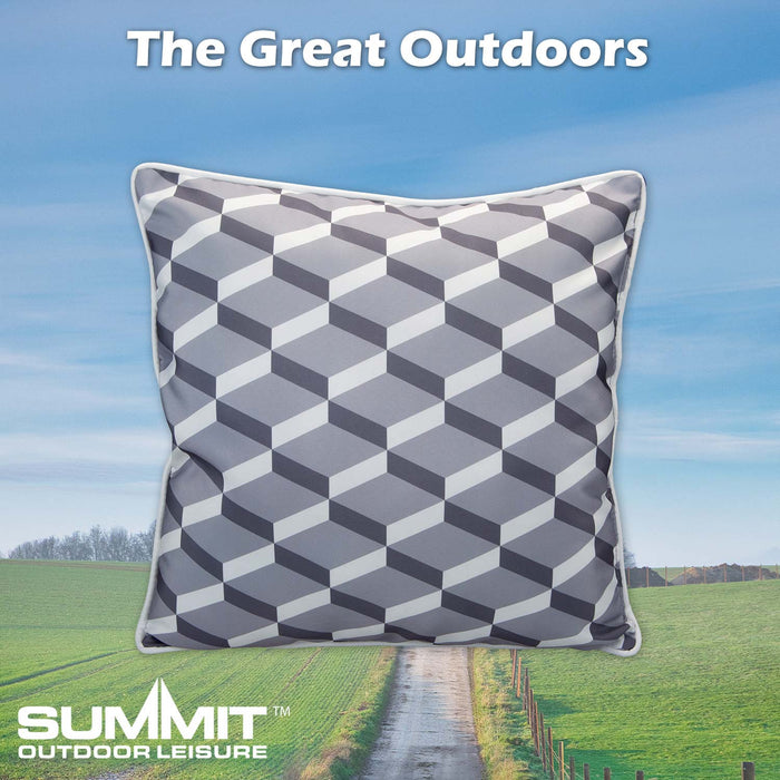 Grey Scatter Cushion Geo Design Piping Edge Soft Plump 45cm x 45cm Grey X 1