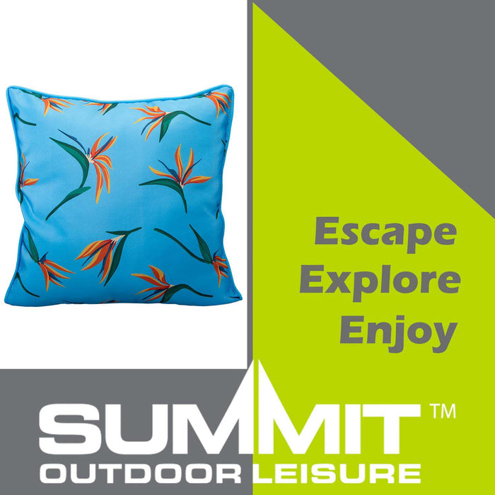 Scatter Cushion Birds Of Paradise Design Piping Edge Soft Blue