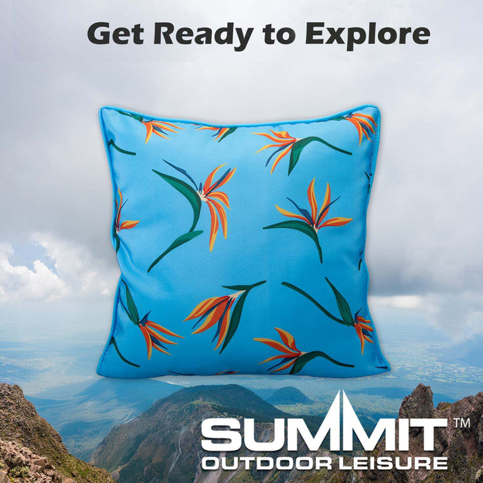 Scatter Cushion Birds Of Paradise Design Piping Edge Soft 45cm x 45cm Blue X 1