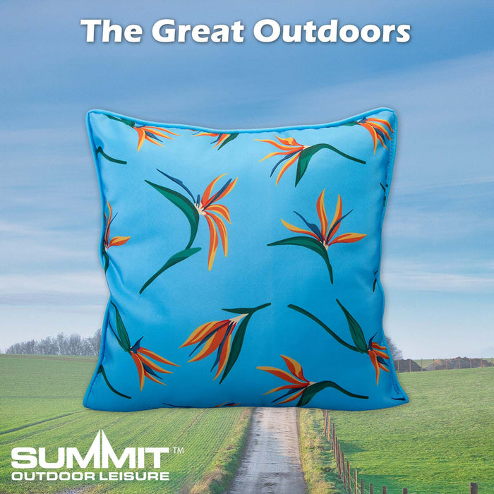 Scatter Cushion Birds Of Paradise Design Piping Edge Soft 45cm x 45cm Blue X 1