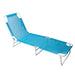 Folding Sun Bed Steel framed Multiple Reclining Positions, carry handles  Blue