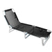 Folding Sun Bed Steel framed Multiple Reclining Positions, carry handles  Grey