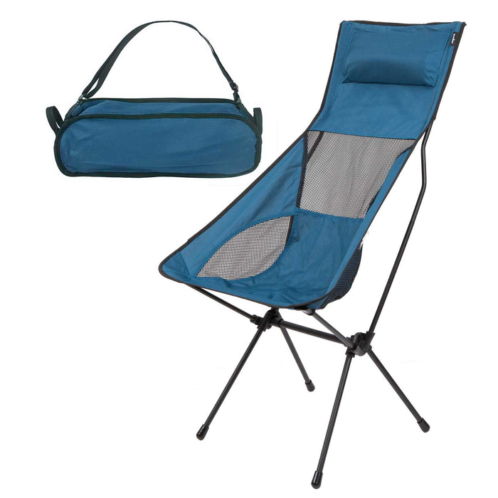 High Back Folding Camping Chair |Carry Bag| Indigo Blue