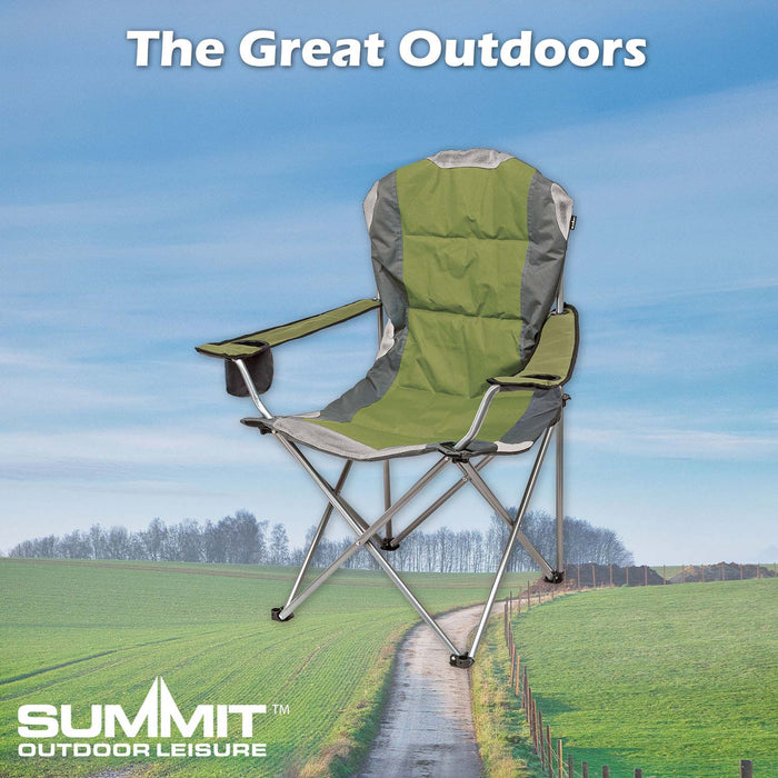 Green Berkley Padded Chair with Carry Bag High Back Relaxer Indigo - Camping Pack of 2
