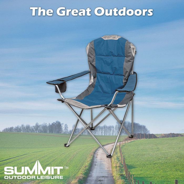 Blue Berkley Padded Chair High Back Relaxer Indigo - Camping Pack of 2