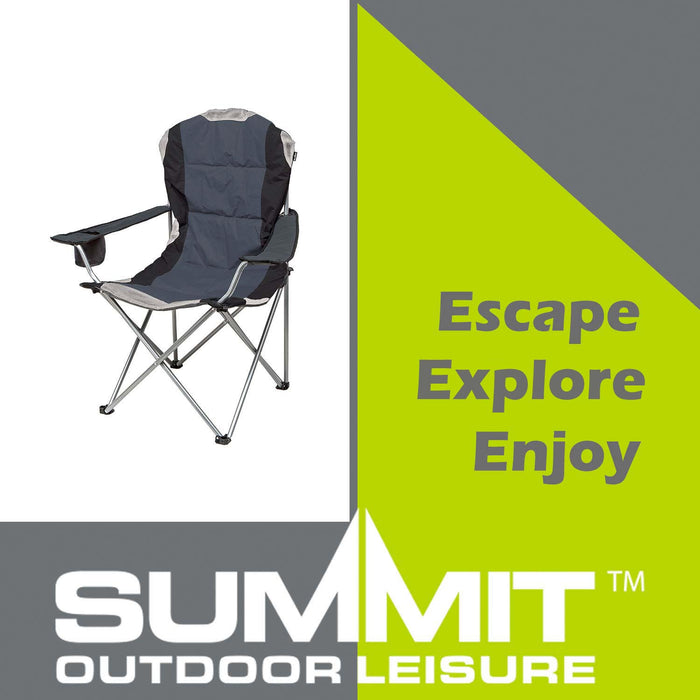 High Back Folding Camping Chair | 2 Set |Carry Bag  | Slate Grey