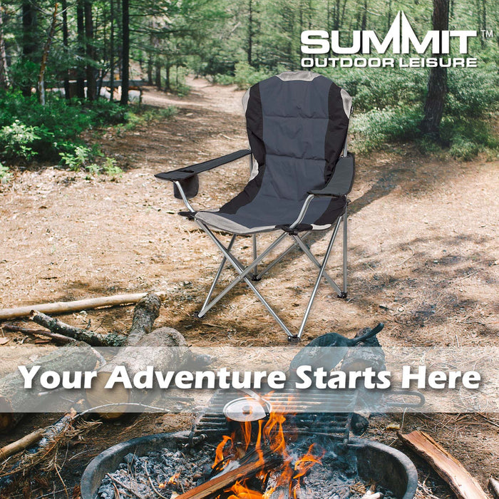 High Back Folding Camping Chair | 2 Set |Carry Bag  | Slate Grey