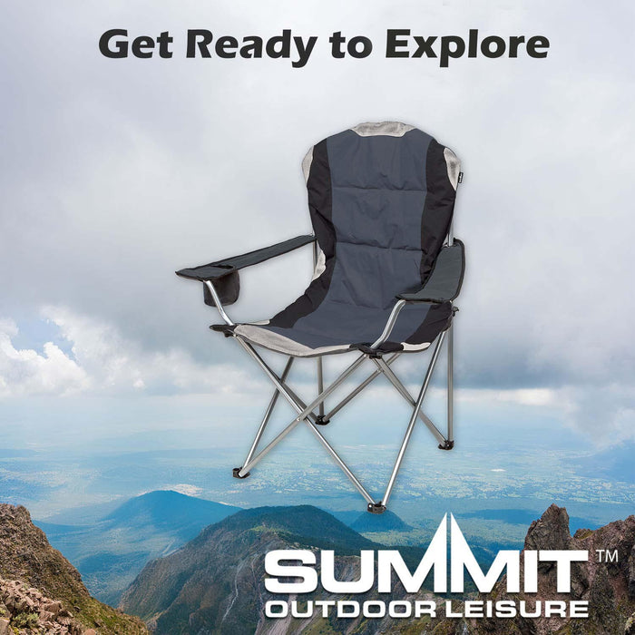 High Back Folding Camping Chair | 2 Set |Carry Bag  | Slate Grey
