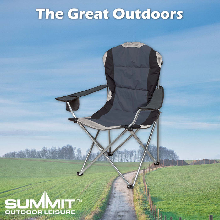 High Back Folding Camping Chair | 2 Set |Carry Bag  | Slate Grey