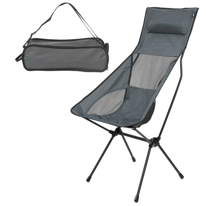 High Back Folding Camping Chair |Carry Bag  | Slate Grey