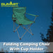 Folding Camping Chair With Cup Holder Pack Away 51cm x 81cm Green X 1