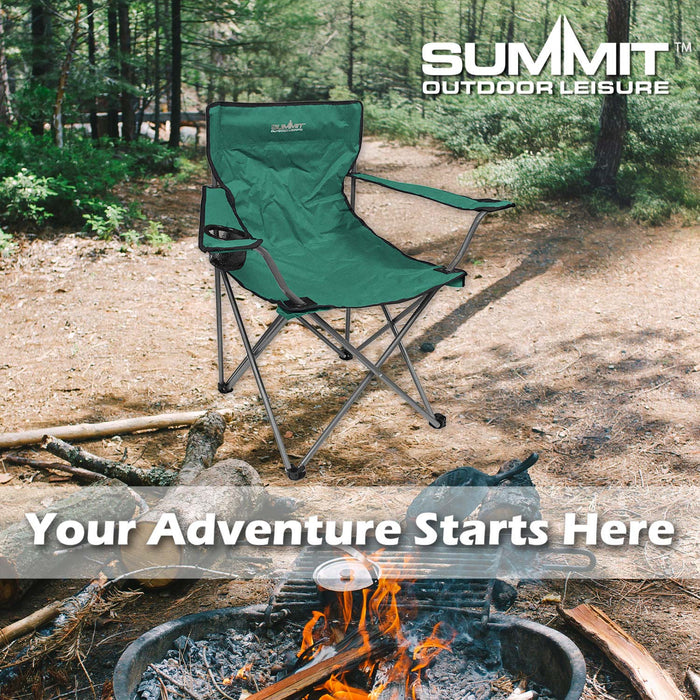 Folding Camping Chair With Cup Holder Pack Away 51cm x 81cm Green X 1