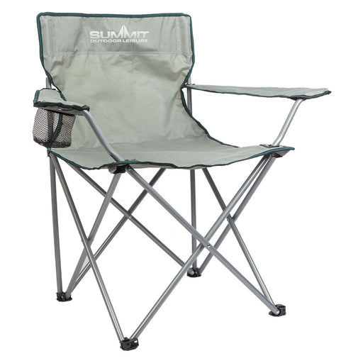 Folding Camping Chair With Cup Holder Pack Away 51cm x 81cm Grey X 1