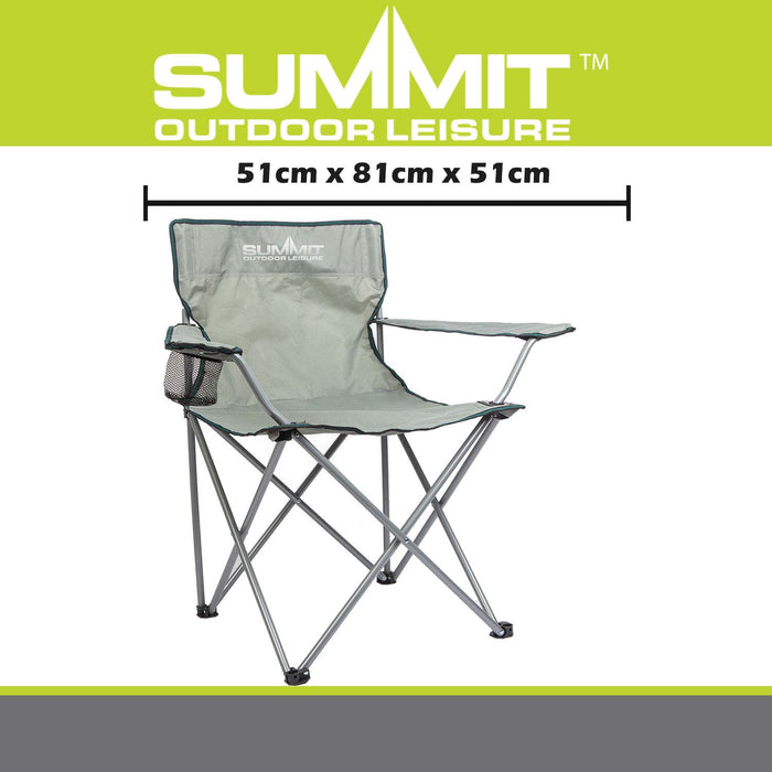 Folding Camping Chair With Cup Holder Pack Away 51cm x 81cm Grey X 1